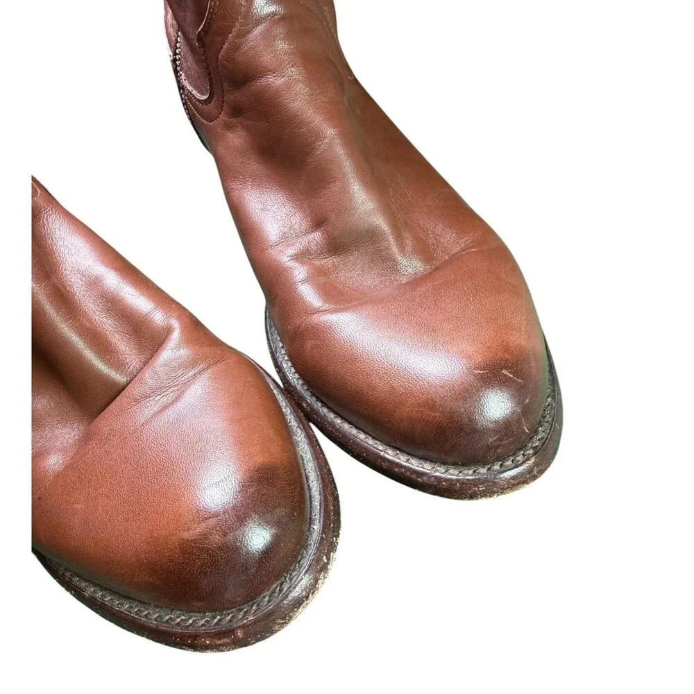 Tecovas The Dean Brown Leather Zip Western Boots Men's 10.5D Round Toe